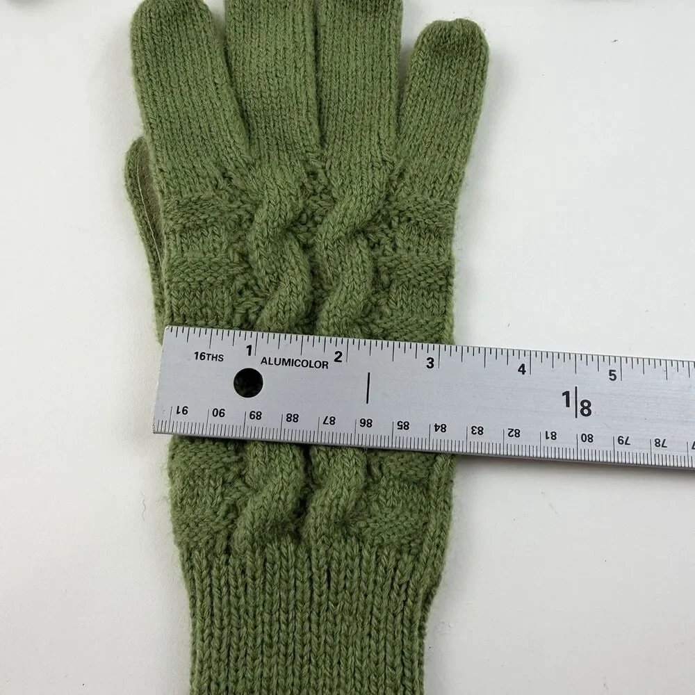 Aris Gloves Suede Acrylic Blend Cable Knit One Size Olive Green Outdoors Ski